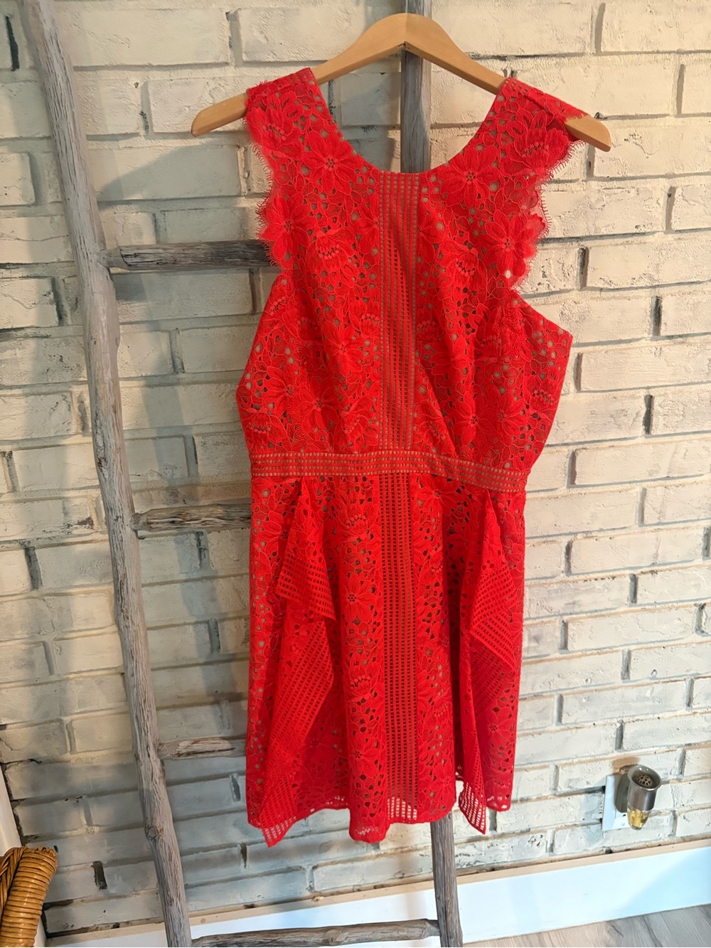 Red Lace Sleeveless Fit & Flare Dress NWT color is BT. POPPY NWT